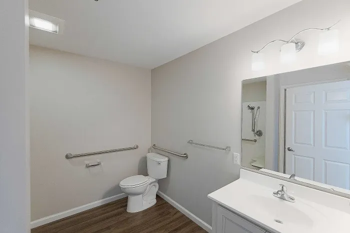 clean bright white apartment bathroom