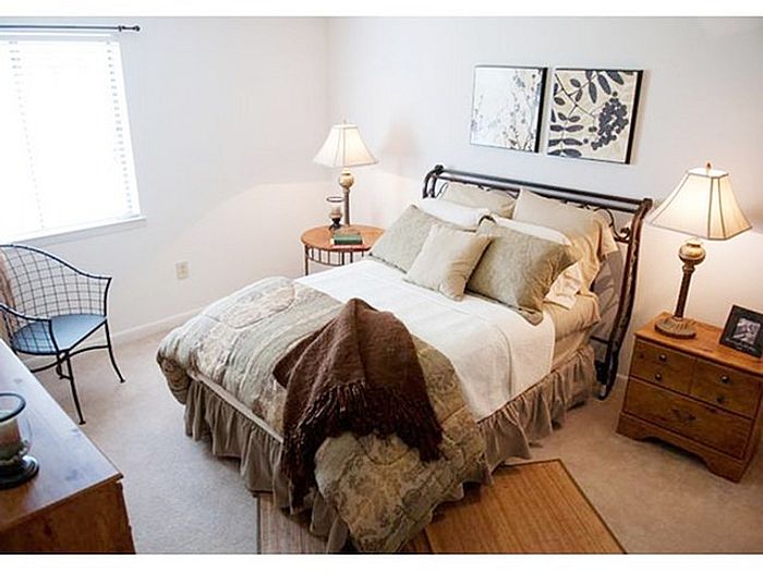 Cozy and elegantly decorated bedroom with abundant natural light, featuring a comfortable double bed, stylish lamps, and chic wall art.