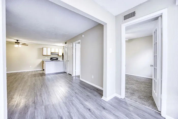 Bright and spacious open-concept apartment with sleek hardwood floors, modern kitchen, and inviting living area.