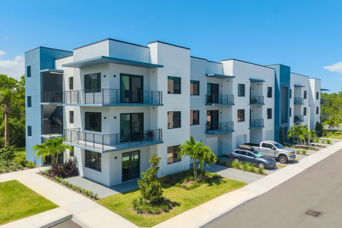 Blue, White, and Grey Building Exterior
