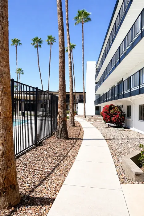 Beautifully landscaped walking pathway at Miramonte on 3rd