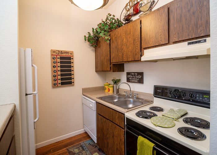 Cozy kitchen with warm wood cabinets, modern appliances, and charming decor accents.