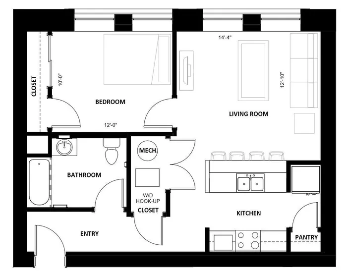 Lawrence Senior - One-Bedroom Floorplan