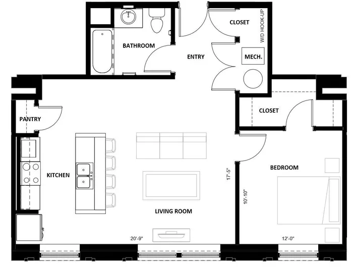 Lawrence Senior - 1-Bedroom Floorplan