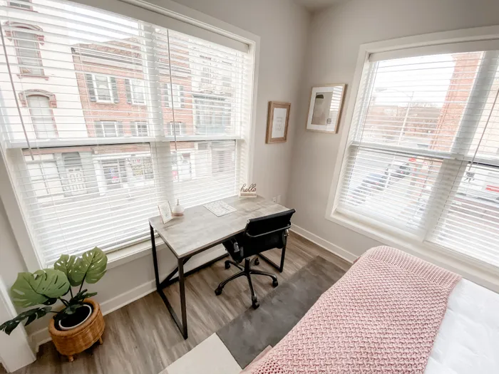 Multiple Windows and Desk in Bedroom at Incite at Troy | Student Apartments in Troy, NY