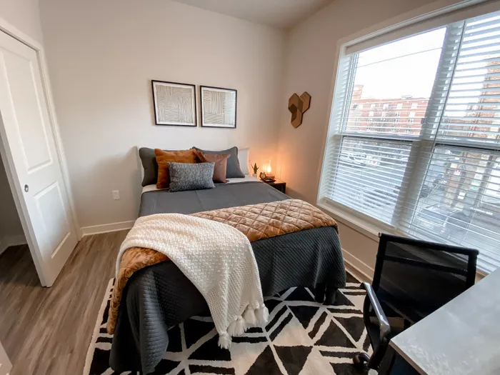 Bedroom with roomy closet at Incite at Troy | Apartments near RPI