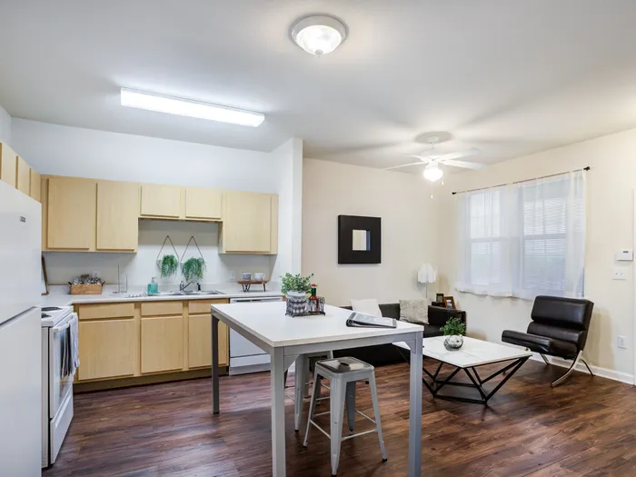 Kitchen, dining and living room at The Heights Ruston