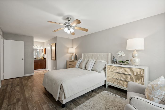 Lakeside at Campeche Master or Primary bedroom with gererous proportions large enough for aa king bed and an office area