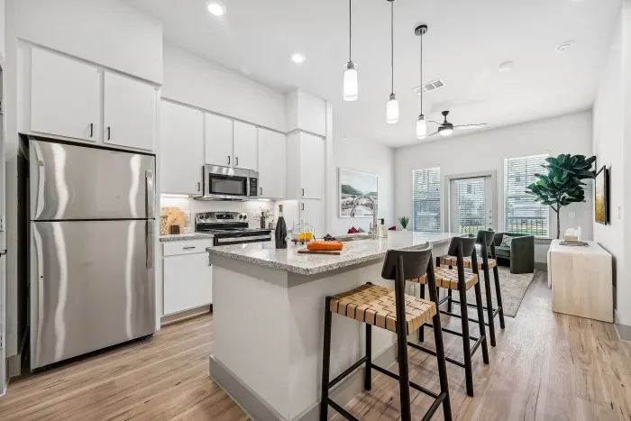Model 1 bed- 1 bath Kitchen with Island Bar