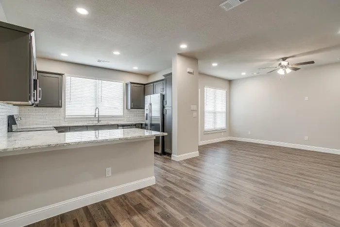3 Bedroom 2 Bath Unit 440S Livingroom & Kitchen