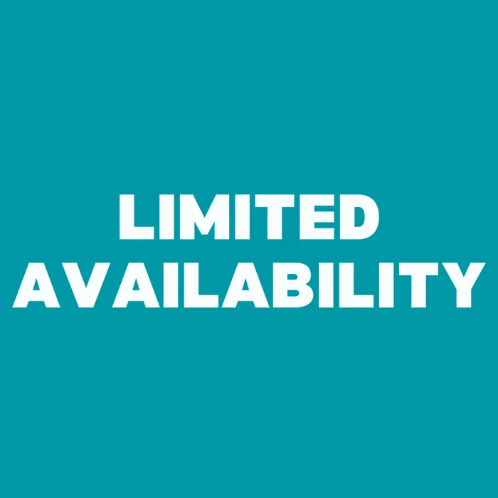 Bold 'Limited Availability' notice on a vibrant teal background, highlighting exclusivity and urgency.