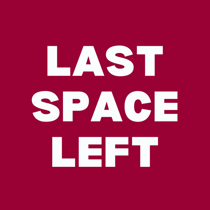 Vibrant announcement banner with bold white text on a red background stating 'Last Space Left'.