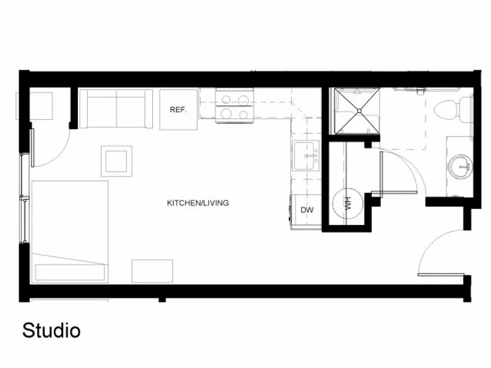 Studio x 1 Bathroom