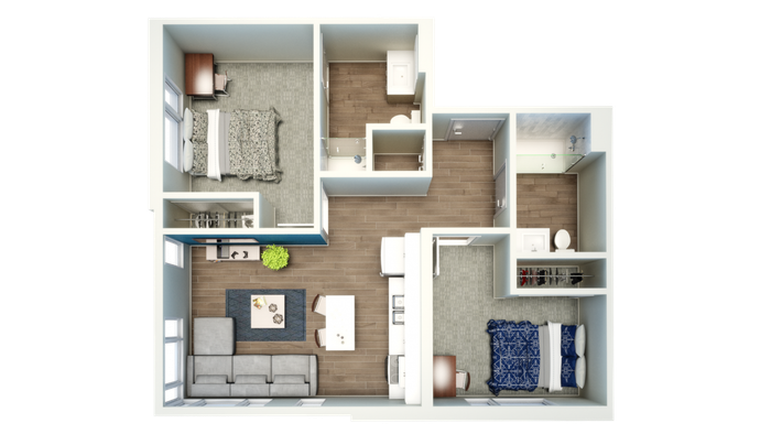 2 Bedroom Floor Plan | Csu Off Campus Housing | Uncommon Fort Collins