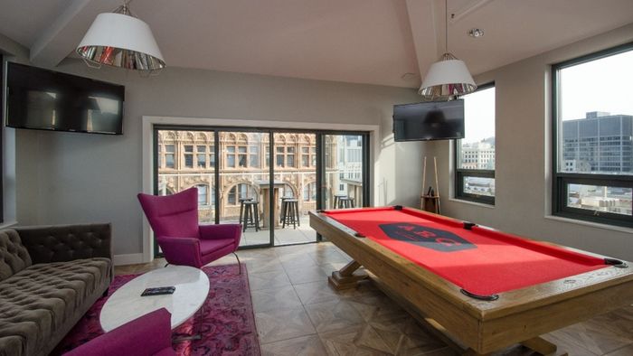 pool table, TV, lounge, balcony, Apartments, rooftop