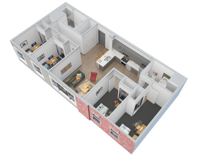 4 Bedroom 2 Bathroom Apartments