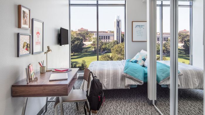 Spacious College Bedrooms, furnished with bed, desk and chair