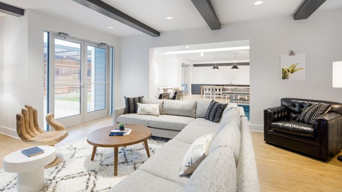 couch, sofa, coffee table, chair, lounge, amenity, social, study, TV