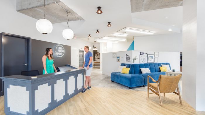 Security and reception Desk in Lobby, coffee bar, mailroom
