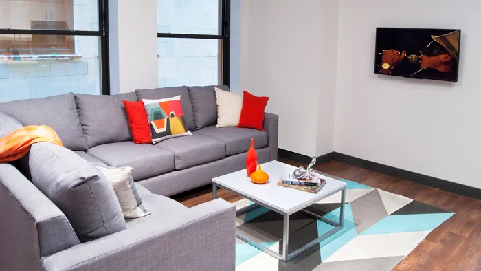 Furnished with Flatscreen TV, Sofa, Couch, Coffee Table