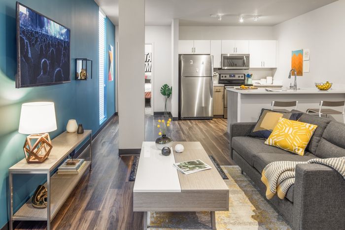 Model Luxurious Living Room | Columbia Missouri Apartments | Rise on 9th