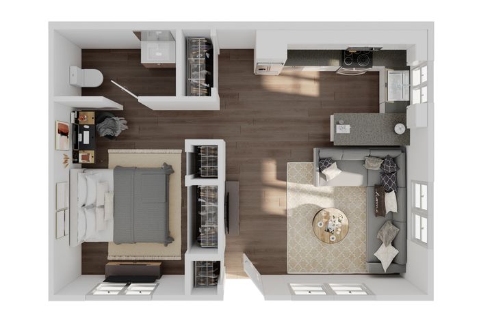 Cottages on 5th - Studio Floorplan