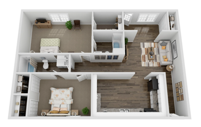 2 Bed 2 Bath 1,305 SQ FT