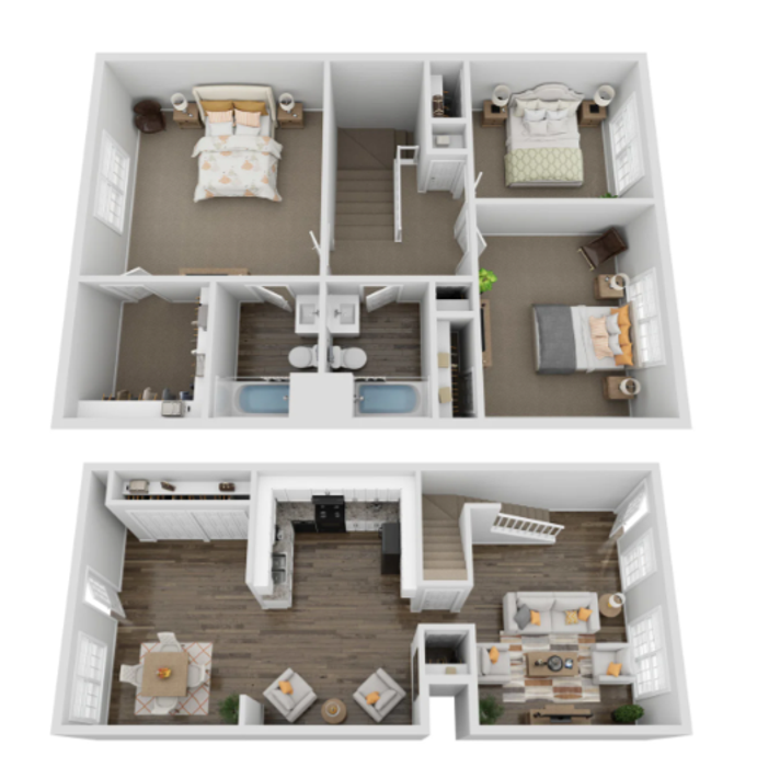 3 Bed 2 Bath 1,550 SQ FT