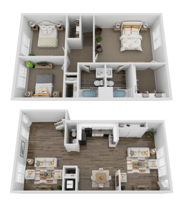 3 Bed 2.5 Bath 1,550 SQ FT