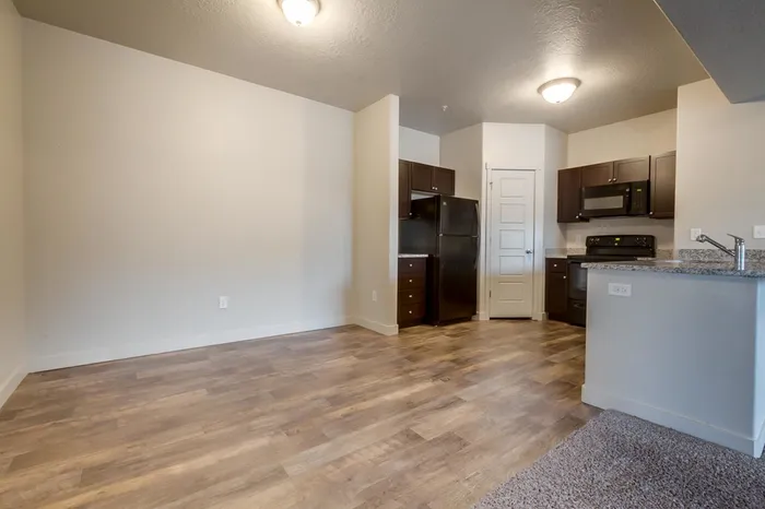 Open concept dining room and kitchen.