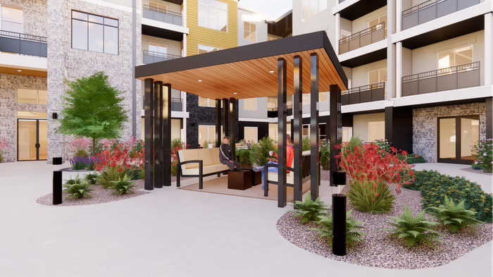 Small pavilion with seating area