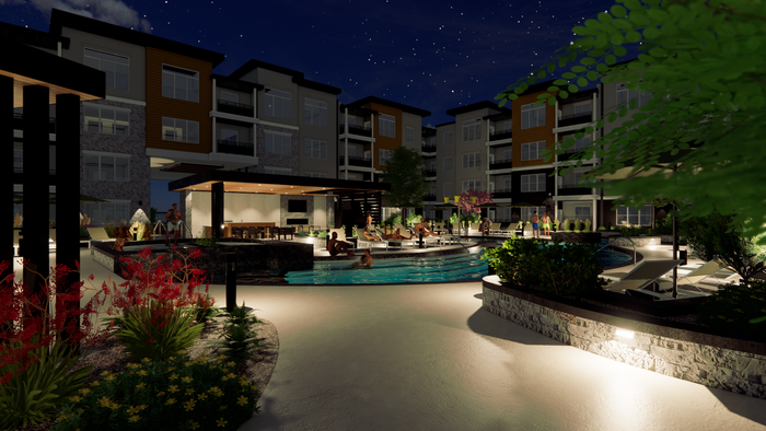 Night View of Pool Area