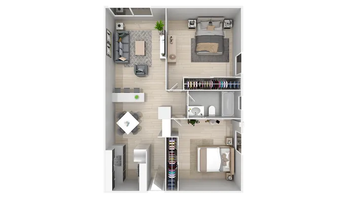 2 Bedroom x 1 Bathroom 860