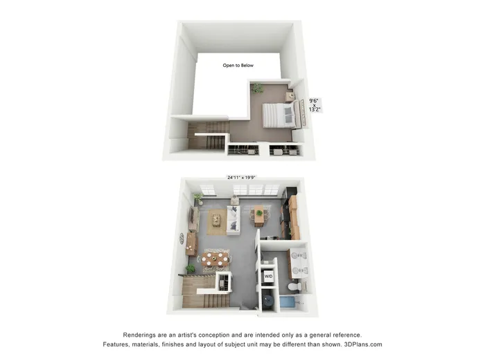 1x1 TH B | Floor Plan
