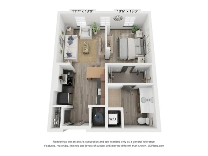 Open 1x1 A - R | Floor Plan