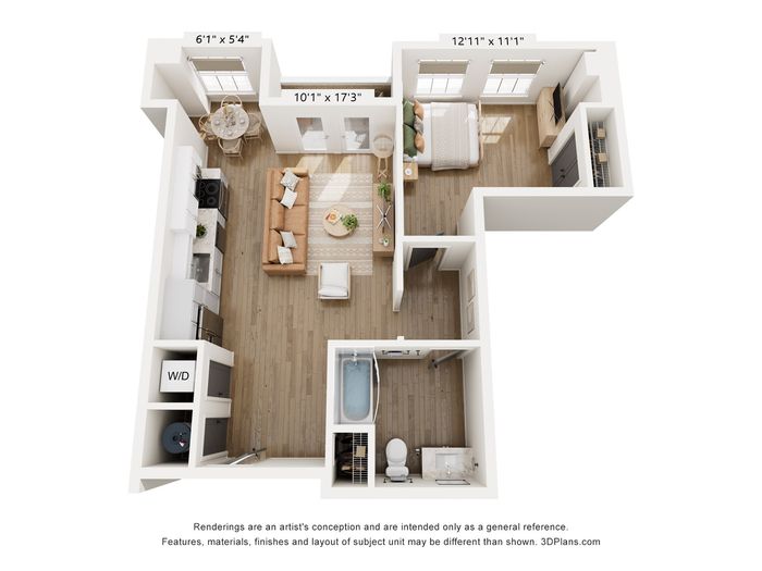 1BR Type K Floor Plan