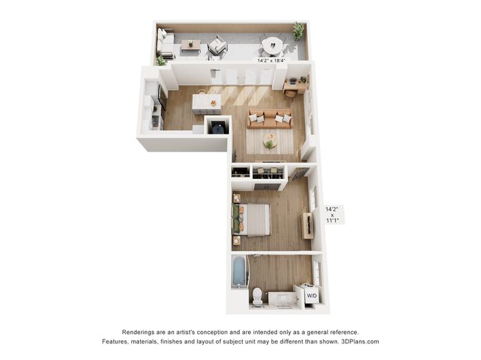 1BR Type L Floor Plan