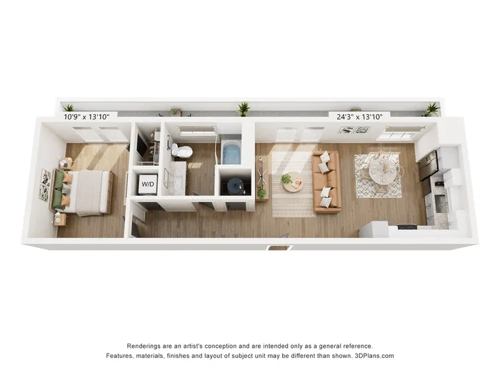 1BR Type M Floor Plan