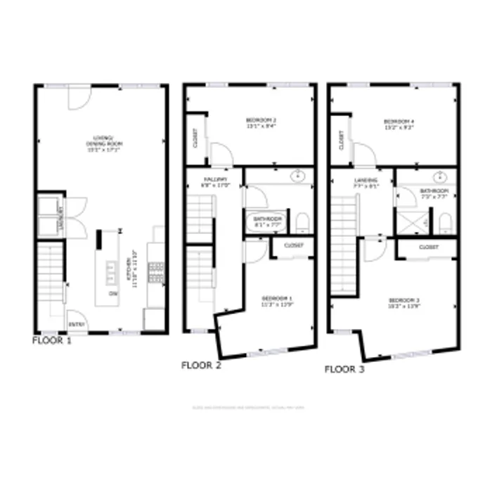 4 bedroom floor plan - all floors