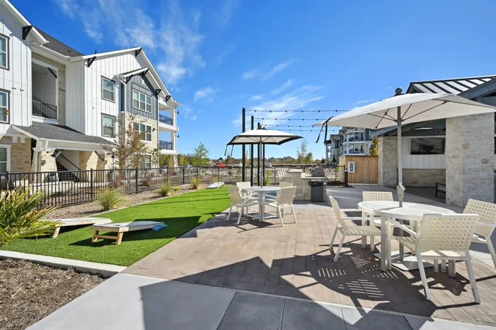 Outdoor grill area with seating