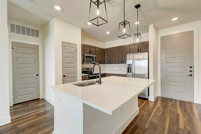 Kitchen with stainless steel appliances