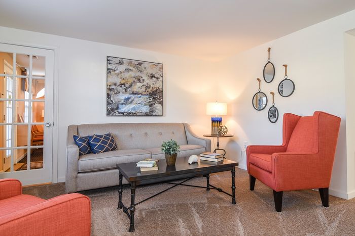 Living room with wall to wall carpet