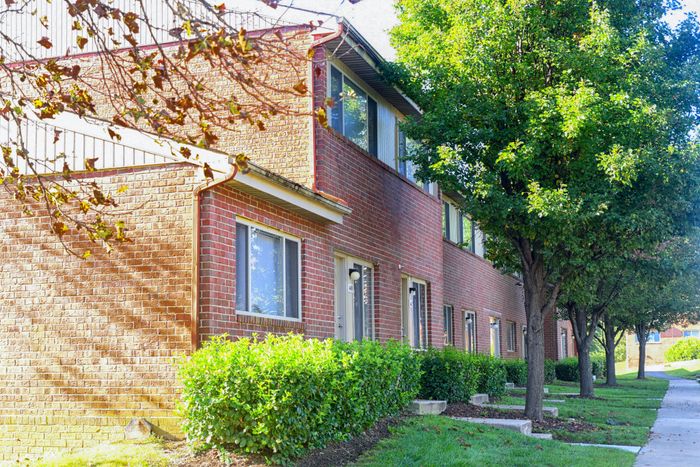 exterior brick townhome. entry to townhome