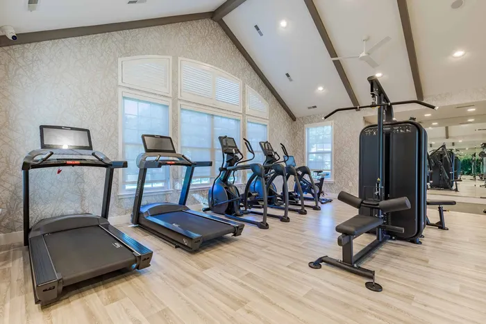 Brand New Fitness Center. Exercise Machines. Vaulted Ceilings.