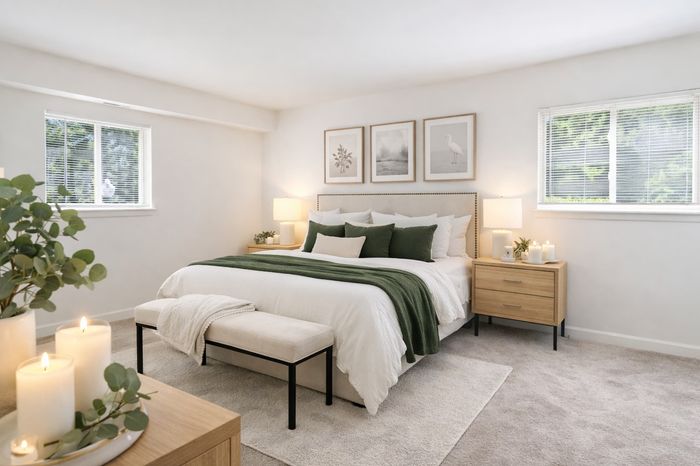 Bedroom with two windows