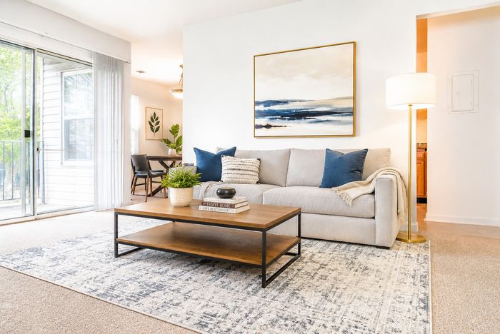 Living room with balcony view