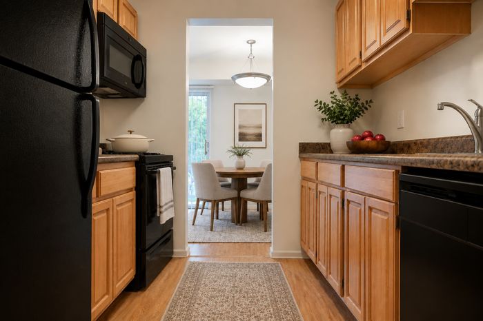 Kitchen with easy access to dining room