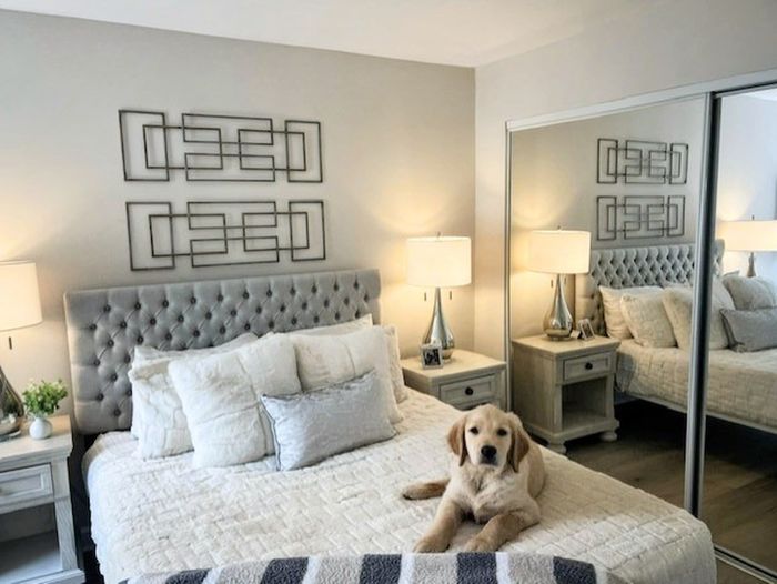 Bedroom with Mirrored Closet Doors