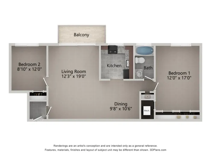 2 Bedroom Floorplan