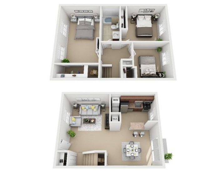 3 Bedroom Deluxe 1 Bath Townhome